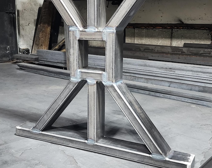 Industrial Farmhouse Metal Table Legs - Custom Heavy Duty Steel Dining Bases Made in USA