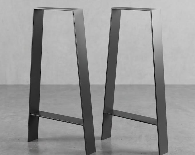 Custom Flat Black Counter Height Metal Table Legs (Set of 2)