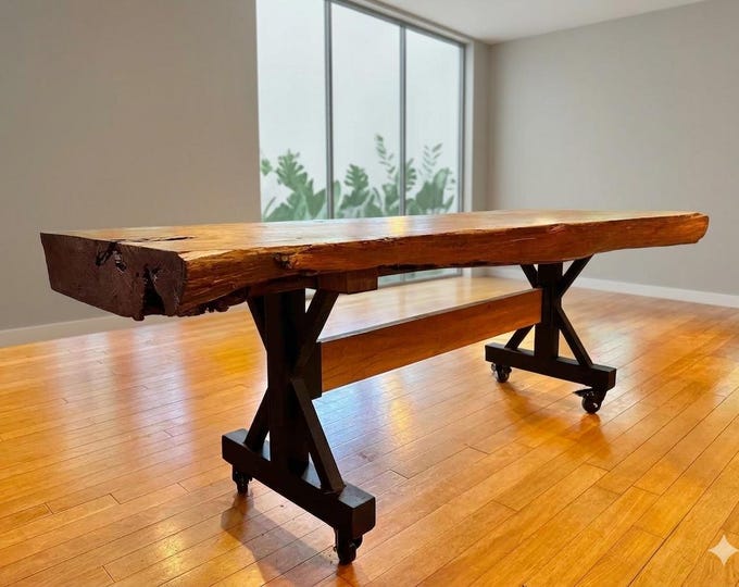 Farmhouse Metal Table Legs With Casters, Heavy Duty Industrial Base