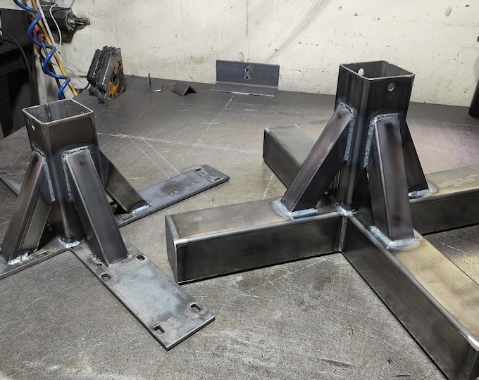 Farmhouse Metal Table Base: Industrial Steel Pedestal Legs