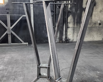Heavy Duty Steel Table Base: Farmhouse Style with Footrest Option