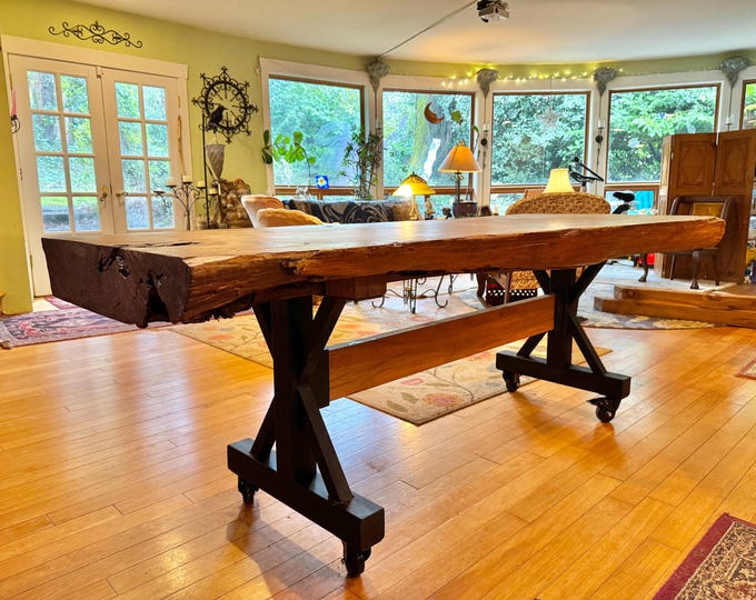 Farmhouse Metal Table Legs With Casters, Heavy Duty Industrial Base