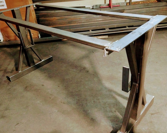 Metal Table Legs, Metal Table Base, Farmhouse Table Base, 2 Legs Plus 2 Upper Braces, Industrial Metal Base, DIY
