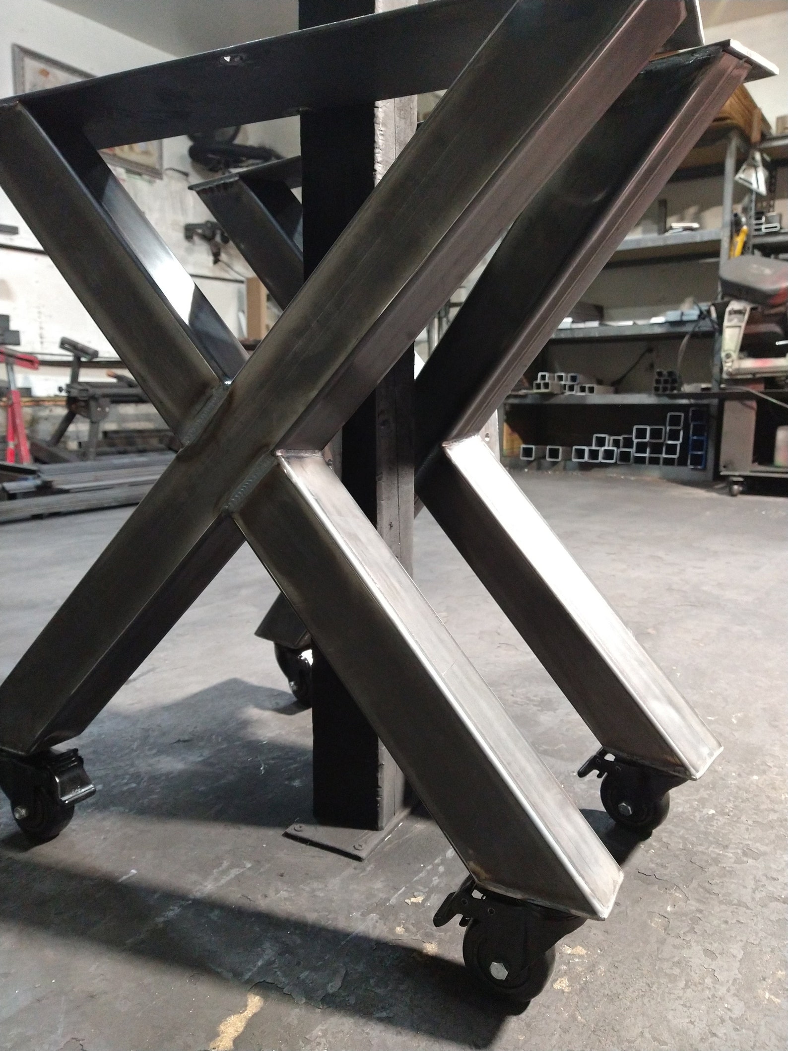 Metal Table Legs Xshaped Table Base Casters Etsy