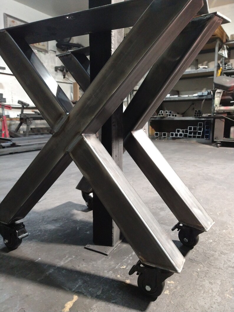 Metal Table Legs Xshaped Table Base Casters Etsy