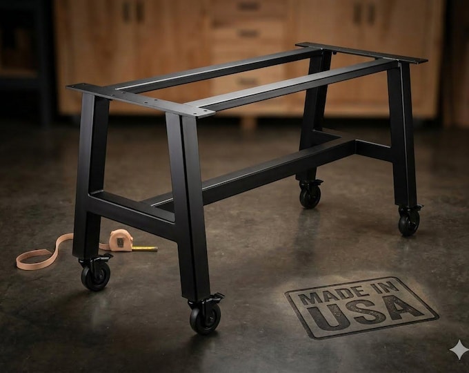 Heavy Duty Industrial Table Base Set with Casters – Custom Metal Table Legs