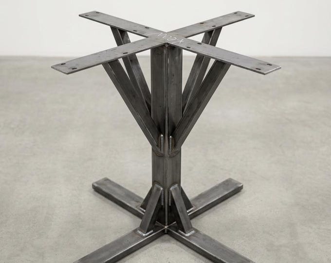 Unique Metal Pedestal Table Base, Heavy-Duty  Steel Base Custom Welded In U.S.A