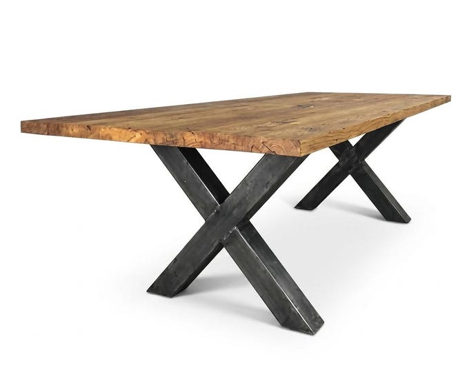 Industrial Steel X-Frame Table Legs (Set of 2)