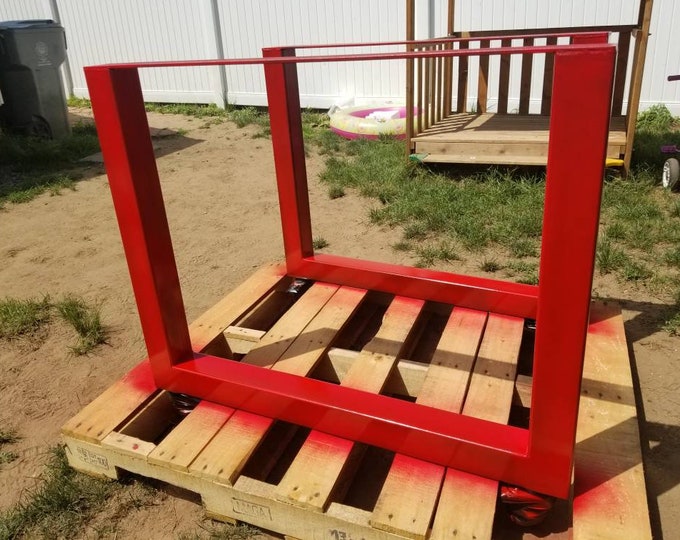 Metal Table Base, Red Metal Table Legs, U shaped Industrial Base, Heavy Duty Steel Legs