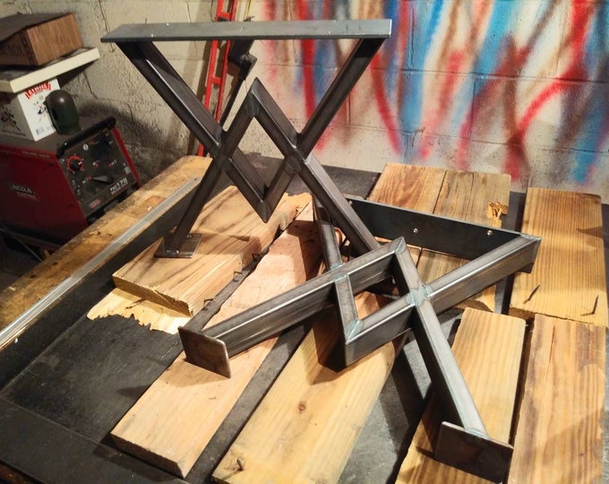 Heavy Duty Metal Dining Table Legs | Custom Industrial Steel Farmhouse Base | Handmade in USA