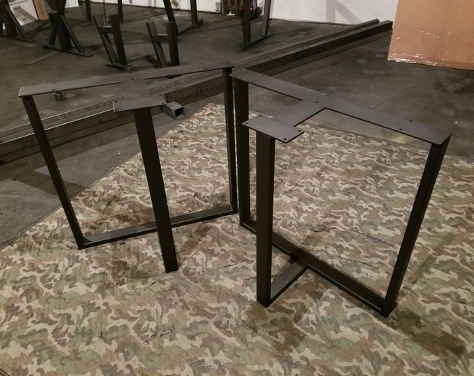 Heavy Duty Metal Base, T-Shaped Metal Legs, Custom Sizes - Black Table Base