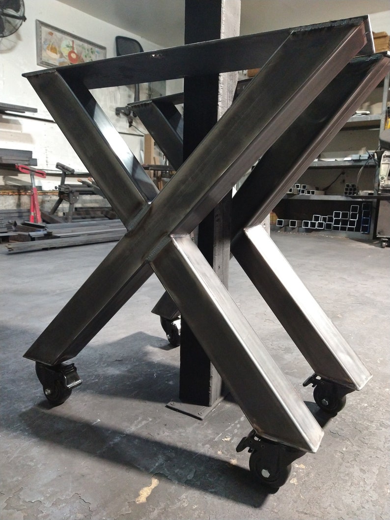 Metal Table Legs Xshaped Table Base Casters Etsy