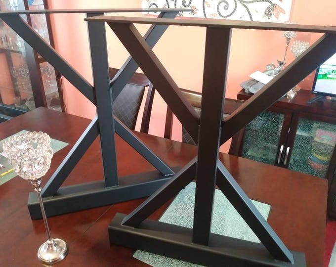 Trestle Metal Table Base, Farmhouse Unique Steel Base