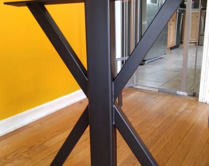 Black Steel Table Legs, Heavy Duty Farmhouse Metal Table Bases