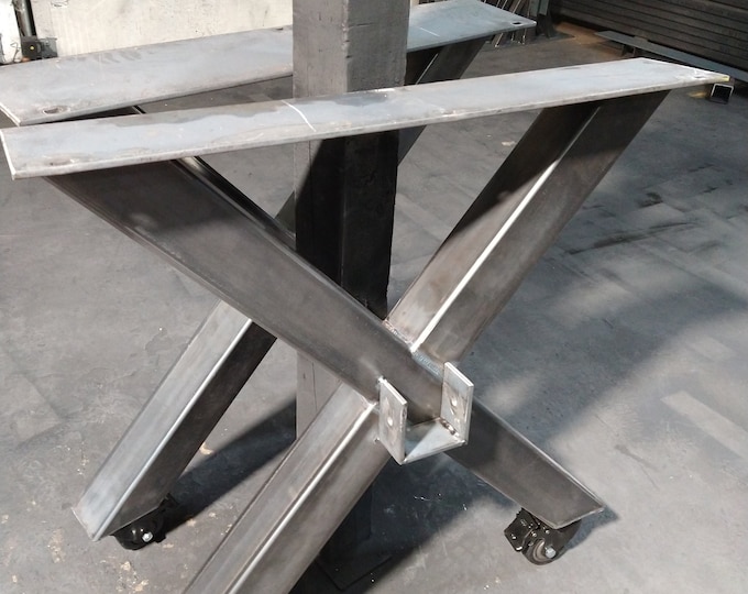 Metal Table Legs, X-Shaped Table Base, Casters