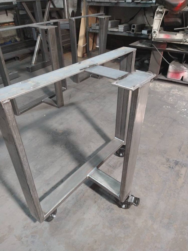 T Shaped Metal Table Base Metal Legs Casters Industrial Etsy