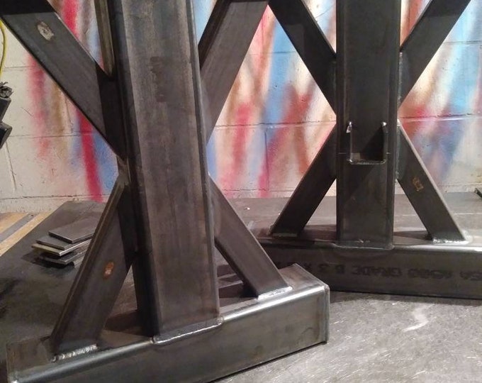 Industrial Metal Trestle Bench Base, Farmhouse Style