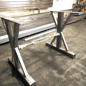 Industrial Metal Table Legs: Steel Farmhouse Base, Custom Sizes