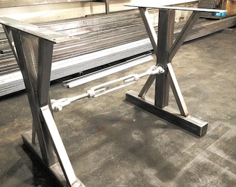 Industrial Metal Table Legs: Steel Farmhouse Base, Custom Sizes