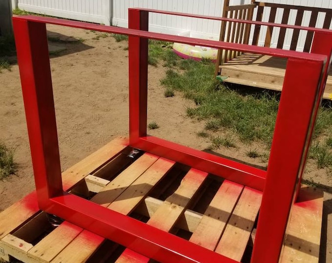 Metal Table Base, Red Metal Table Legs, U shaped Industrial Base, Heavy Duty Steel Legs
