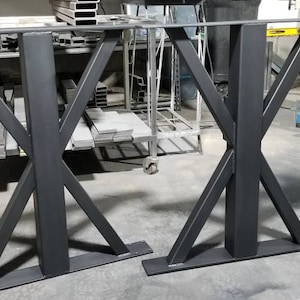 Black Metal Table Base: Farmhouse Style, Heavy Duty (Set of 2)