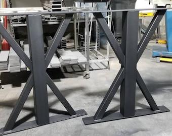 Black Metal Table Base: Farmhouse Style, Heavy Duty (Set of 2)