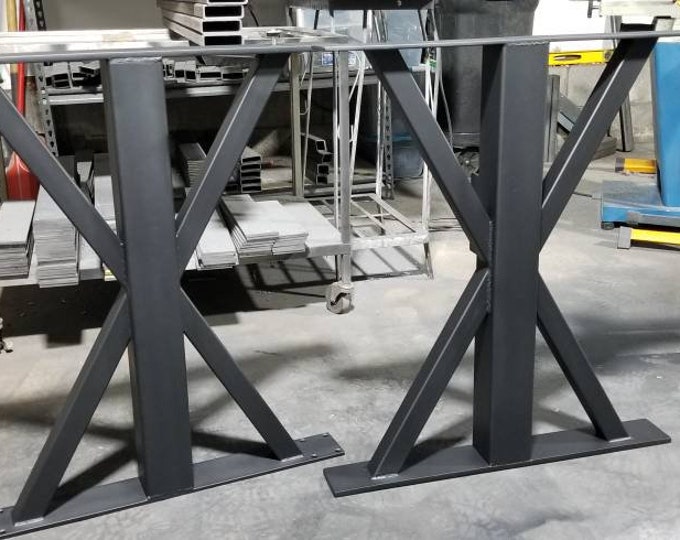 Farmhouse Style Metal Table Base - Black Metal Table Base
