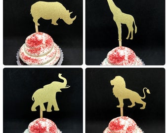 Safari cupcake toppers, safari cupcake topper, safari decor, safari party, elephant cupcake, lion cupcake, rhino cupcake, giraffe cupcake 12