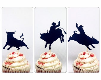 Bullriding cupcake topper; bullriding toppers, Cowboy cupcake topper, cowboy birthday, rodeo cupcake topper, western cupcake, baby cowboy