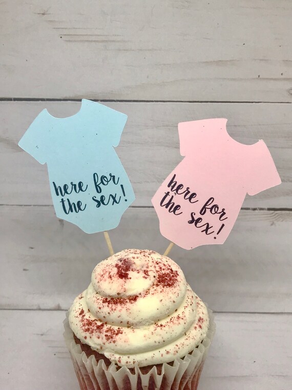 baby shower cupcake Gender Reveal Party Gender Reveal Decor Gender Reveal Cupcake Toppers Here for the sex cupcake