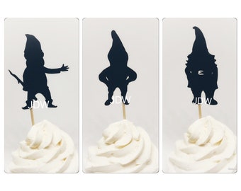 Gnomes cupcake toppers, gnomes cupcake topper, gnomes party, gnomes birthday, gnomes decor, garden gnomes, gnomes decorations 12 ct