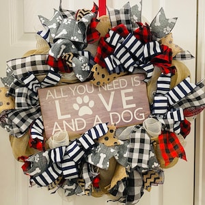 Dog wreath, pet wreath, dog lover gift, dog lover, dog paw wreath, dog mom wreath, puppy wreath, dog gift, dog mom, pet lover wreath