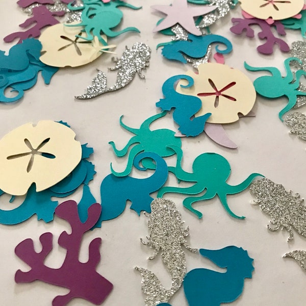 Seahorse Confetti, under the sea confetti, mermaid confetti, Nautical Confetti, Sand Dollars confetti, Starfish confetti, mermaid party