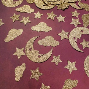 Moon and Stars Confetti, Twinkle Twinkle Little Star confetti, Love You to the Moon and Back, Crescent Moon Party, Star Baby Shower
