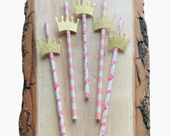 Princess Party, Princess Straws, Crown Straws, Princess Decor, Girl Birthday Party, Princess Decor, Crown Decor, 10 ct