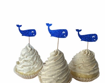 Whale Cupcake Toppers, Whale Theme,  Whale Party,  Whale Birthday, Nautical Toppers,  Whale Baby Shower,  Nautical Theme, Nautical Party