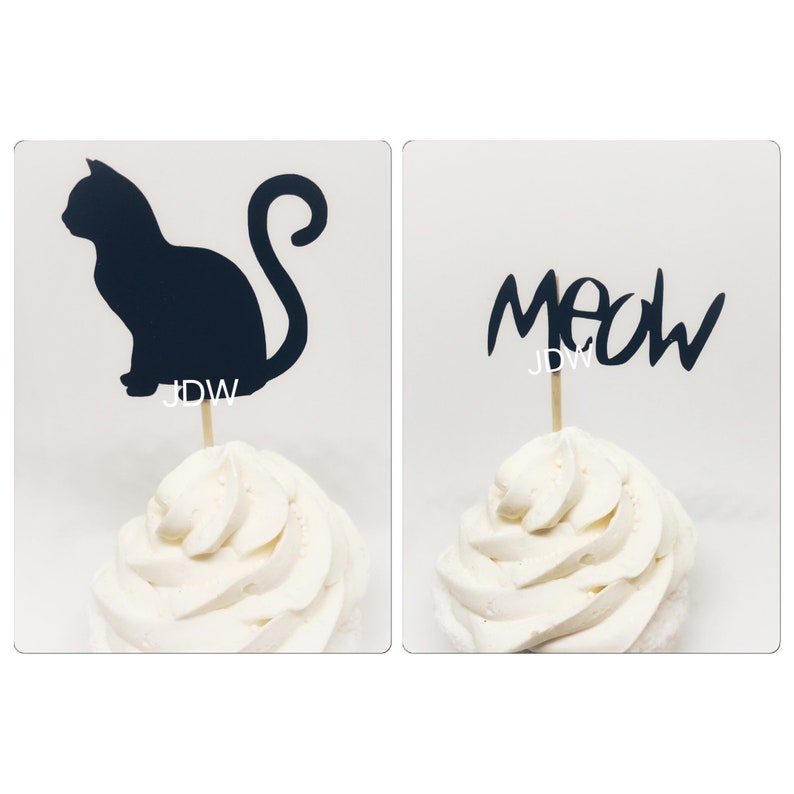 Cat cupcake topper, cat party, cat birthday, kitty cupcake topper, kitty party, kitty birthday, cat theme, kitty cat party, black cat decor image 1