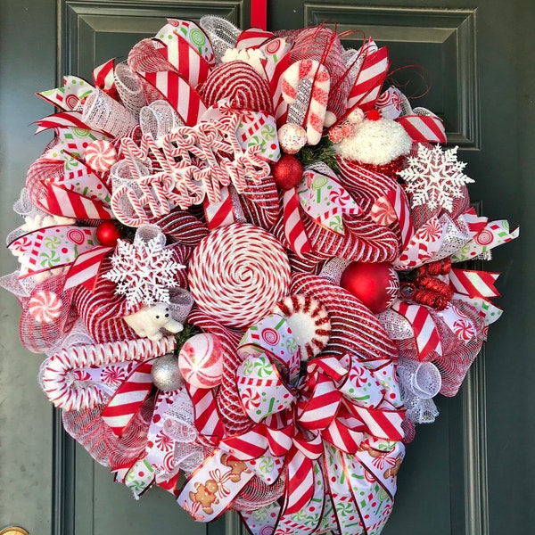 Candy cane wreath, nutcracker wreath, Christmas wreath, whimsical wreath, whimsical Christmas wreath, candyland wreath, candy christmas