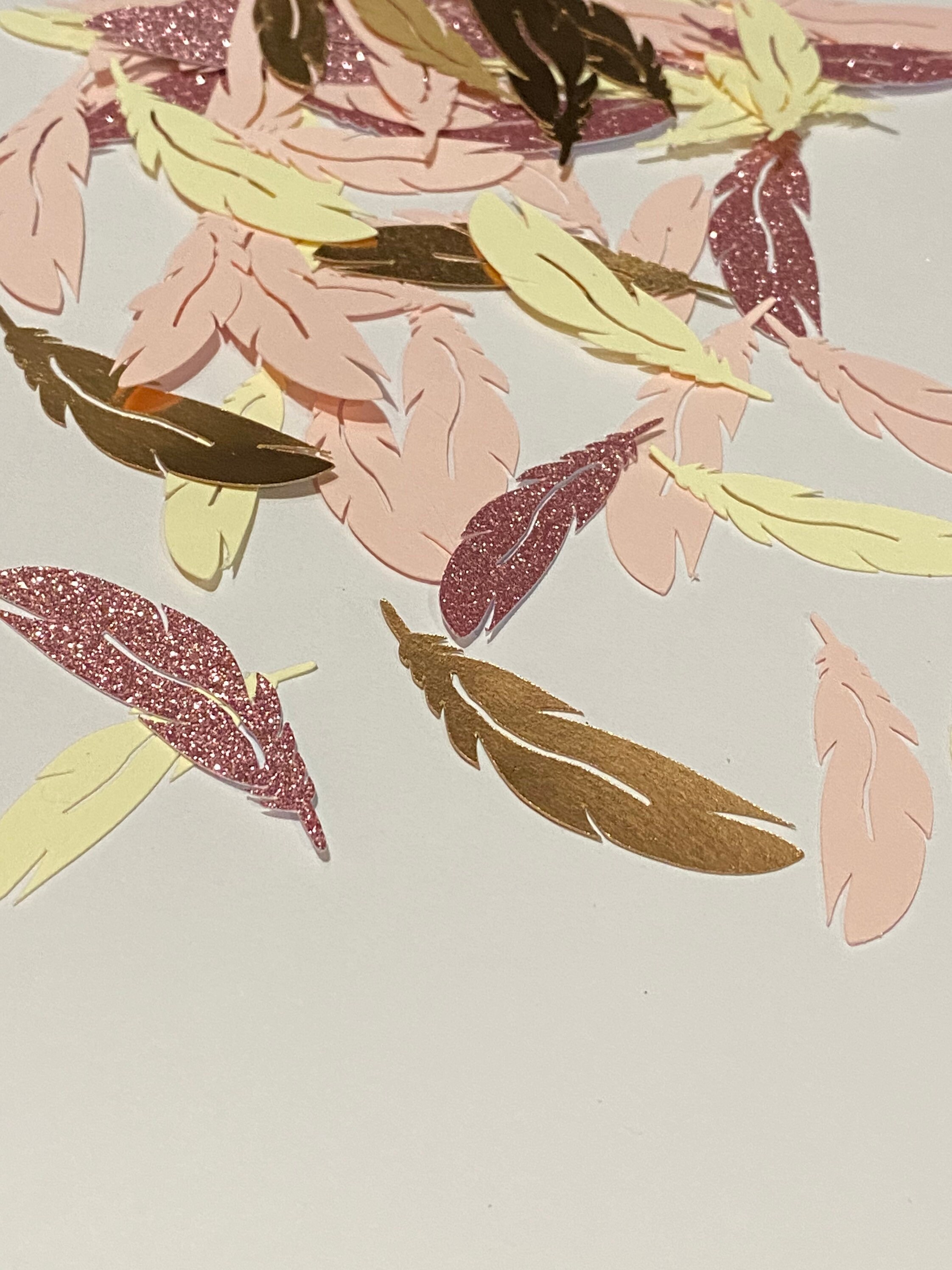 Feather Confetti Boho Confetti Bohemian Baby Shower Boho Party Boho Table Scatter Boho Wedding Rose Gold Confetti