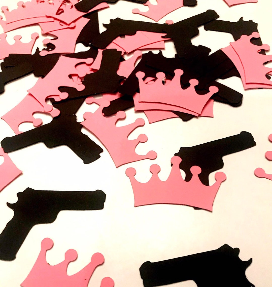 Guns or Glitter Confetti, Gender Reveal Cupcake Confetti, Guns or
