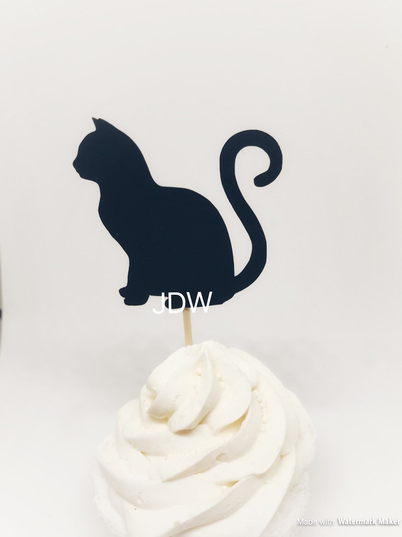 Cat cupcake topper, cat party, cat birthday, kitty cupcake topper, kitty party, kitty birthday, cat theme, kitty cat party, black cat decor image 3