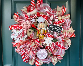 Candy cane wreath, nutcracker wreath, Christmas wreath, whimsical wreath, gingerbread wreath, candyland wreath, candy christmas