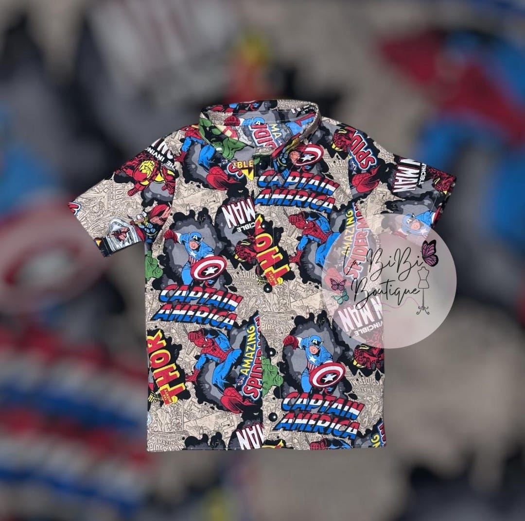 Avengers Button Down Shirt Marvel Boys Shirt Hulk Shirt Captain America ...