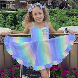 Minnie Girls Dress Minnie Toddler Dress Disney Rainbow Dress Disney Pastel Dress Disney World MK Epcot AK Dress Disneyland Dress