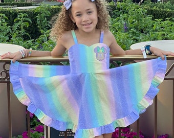 Minnie Girls Dress Minnie Toddler Dress Disney Rainbow Dress Disney Pastel Dress Disney World MK Epcot AK Dress Disneyland Dress