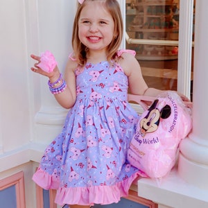 Minnie Cotton Candy Girls Dress Minnie Cotton Candy Toddler Dress Mickey Snacks Dress Disney World Dress Disneyland Dress