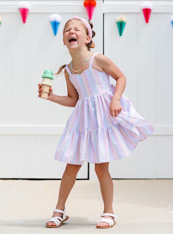 pastel rainbow tiered dress Pastel Rainbow Tiered Midi