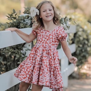 Fall Girls Dress Fall Toddler Dress Farm Girls Dress Floral Toddler Girl Dress Picture Day Toddler Girl Dress Pumkpin Patch Girls Dress
