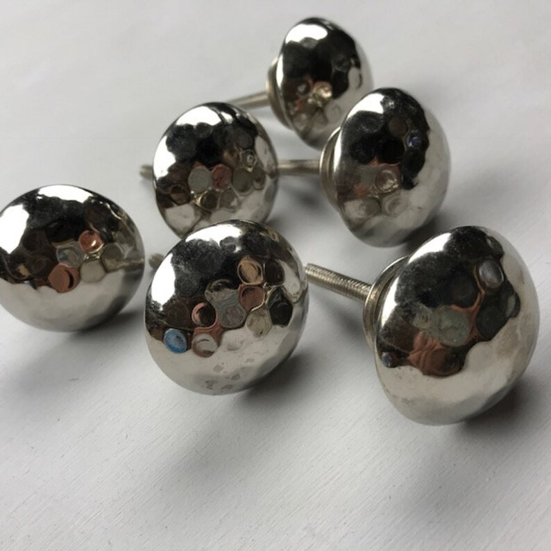 Set 8 X Hammered Silver Knobs Knob Home Decor Drawer Pull Etsy
