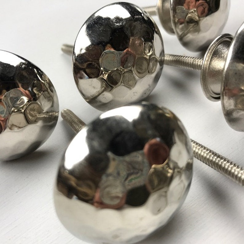 Set 6 X Hammered Silver Knobs Knob Home Decor Drawer Pull Etsy